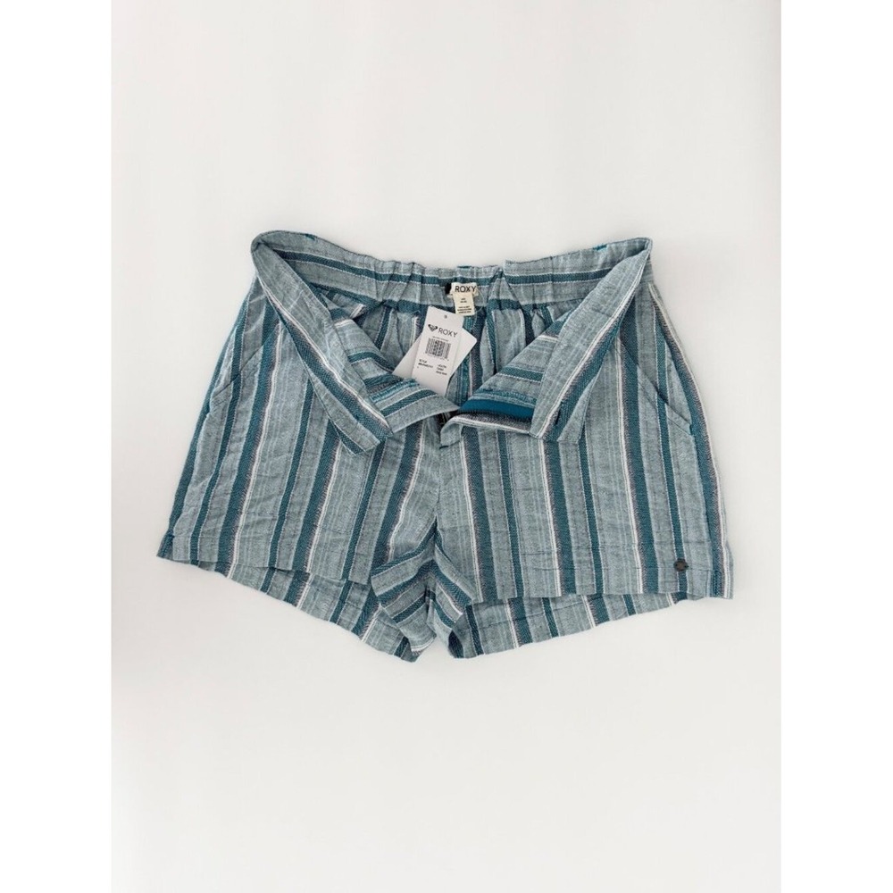 NWT Roxy Sailing Dream Stripe Drawstring Cotton Beach Coastal Shorts Nautical L - Picture 4 of 15